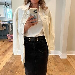 Abercrombie boxy white jean jacket